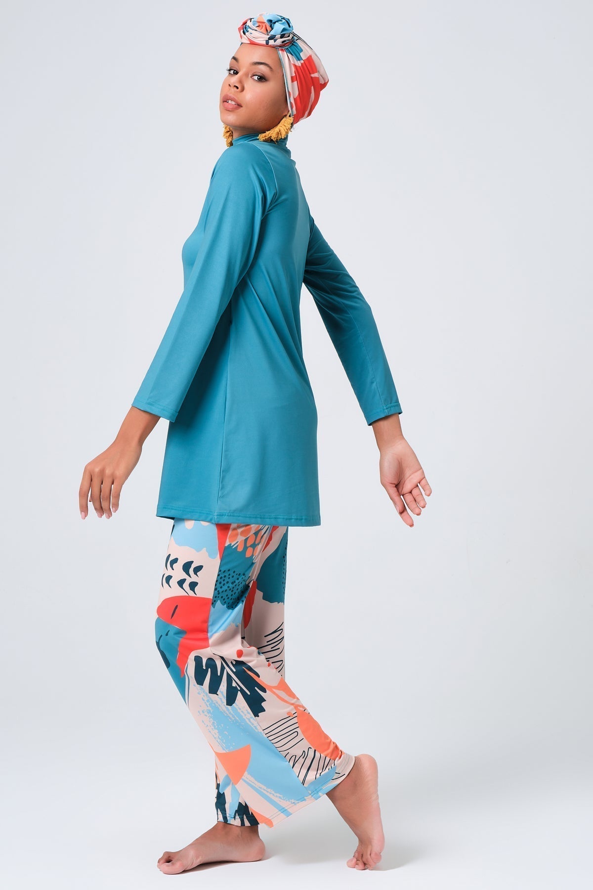 Lycra Fabric Printed Burkini & Kimono